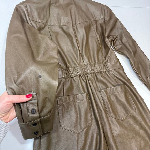 Marissa Webb Green Faux Leather belted Dress Size 6 - Picture 9 of 10